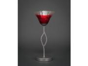 Toltec Revo Mini Table Lamp in Aged Silver with 7 Raspberry Crystal Glass