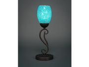 Toltec Olde Iron Mini Table Lamp in Bronze with 5 Turquoise Fusion Glass
