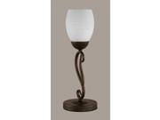 Toltec Olde Iron Mini Table Lamp in Bronze with 5 White Linen Glass