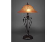 Toltec Olde Iron Table Lamp in Dark Granite with 16 Tiger Glass