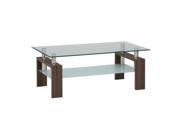 Jofran Compass Glass Rectangle Coffee Table in Chrome and Wood