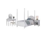Home Styles Bermuda Twin Poster Bed 4 Piece Bedroom Set in White