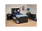 Prepac Sonoma Black Tall Twin Wood Platform Storage Bed 4 Piece Bedroom Set