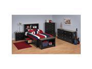 Prepac Sonoma Black Twin Wood Platform Storage Bed 4 Piece Bedroom Set