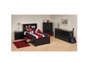 Prepac Sonoma 4 Piece Twin Youth Bedroom Set in Black