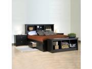 Prepac Sonoma Black Wood Platform Storage Bed 5 Piece Bedroom Set