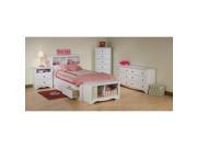 Prepac Monterey White Twin Wood Platform Storage Bed 4 Piece Bedroom Set