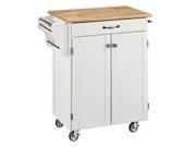 Home Styles Cuisine Cart White Finish with Natural Wood Top 9001 0021