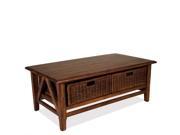 Riverside Furniture Claremont Rectangular Cocktail Table with 2 Baskets in Toffee