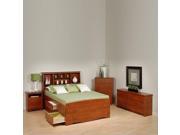 Prepac Monterey Cherry Full Wood Platform Storage Bed 4 Piece Bedroom Set