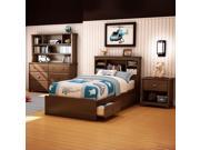 South Shore Nathan Kids Twin Mates Bed 3 Piece Bedroom Set in Sumptuous Cherry Finish