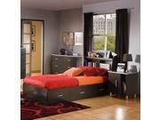 South Shore Cosmos Kids Twin Wood Bookcase Bed 3 Pc Bedroom Set in Black Onyx Charcoal