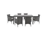 Walker Edison angelo HOME 7 Piece Rattan Patio Dining Set in Gray