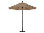 9 Aluminum Market Umbrella Auto Tilt Bronze Olefin Straw