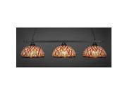 Toltec Square 3 Light Bar in Matte Black with 15 Persian Nites Tiffany Glass