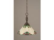 Toltec Lighting Elegante Pendant 15 Green Sunray Tiffany Glass 82 DG 937