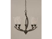 Toltec Bow 5 Light Chandelier in Bronze with 5.5 Italian Ice Glass