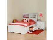 Prepac Monterey White Twin Wood Platform Storage Bed 3 Piece Bedroom Set