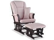 Stork Craft Tuscany Custom Glider and Ottoman in Espresso and Pink Blush