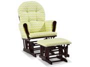 Stork Craft Hoop Custom Glider and Ottoman in Cherry and Citron Green
