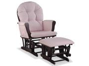 Stork Craft Hoop Custom Glider and Ottoman in Espresso and Pink Blush