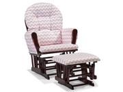 Stork Craft Hoop Custom Glider and Ottoman in Cherry and Pink
