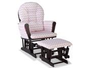 Stork Craft Hoop Custom Glider and Ottoman in Espresso and Pink