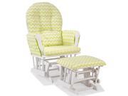 Stork Craft Hoop Custom Glider and Ottoman in White and Citron Green