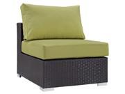Modway Convene Patio Armless Chair in Espresso and Peridot