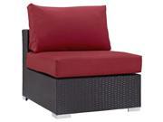 Modway Convene Patio Armless Chair in Espresso and Red