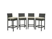 Modway Sojourn 27.5 Patio Bar Stool in Canvas Beige Set of 4
