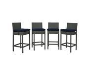 Modway Sojourn 27.5 Patio Bar Stool in Canvas Navy Set of 4