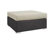 Modway Convene Patio Square Ottoman in Espresso and Beige