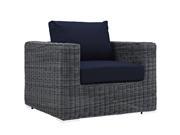 Modway Summon Patio Arm Chair in Canvas Navy