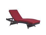 Modway Convene Adjustable Patio Chaise Lounge in Red