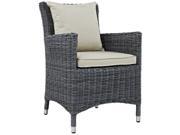 Modway Summon Patio Dining Arm Chair in Antique Canvas Beige