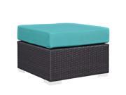 Modway Convene Patio Square Ottoman in Espresso and Turquoise