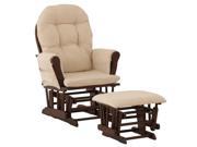 Stork Craft Custom Hoop Glider and Ottoman in Cherry and Beige