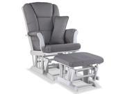 Stork Craft Tuscany Custom Glider and Ottoman in White and Slate Gray