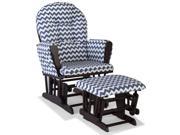 Stork Craft Hoop Custom Glider and Ottoman in Espresso and Navy