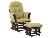 Stork Craft Custom Hoop Glider and Ottoman in Espresso and Green