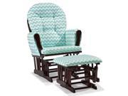 Stork Craft Hoop Custom Glider and Ottoman in Cherry and Turquoise