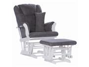Stork Craft Custom Tuscany Glider and Ottoman in White and Grey