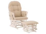Stork Craft Custom Hoop Glider and Ottoman in White and Beige