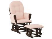 Stork Craft Custom Hoop Glider and Ottoman in Espresso and Pink