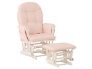 Stork Craft Custom Hoop Glider and Ottoman in White and Pink
