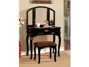Furniture of America Lizzingly Vanity Set with Stool in Black