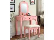 Furniture of America Brunilda 2 Piece Kids Vanity Set in Pink