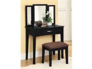 Furniture of America Isabellina Vanity Set with Stool in Black