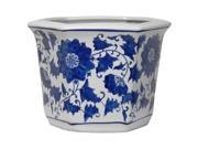 Oriental Furniture 10 Hexagonal Flower Pot in Blue and White